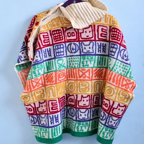 United Colors Of Benetton Tops - RARE VINTAGE United Colors of Benetton House & Face Knit Set - Wool